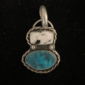Huckleberry Silversmithing 925 Pendant | White Buffalo & Turquoise| Southwestern